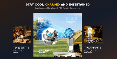 Solar-powered fan lamp