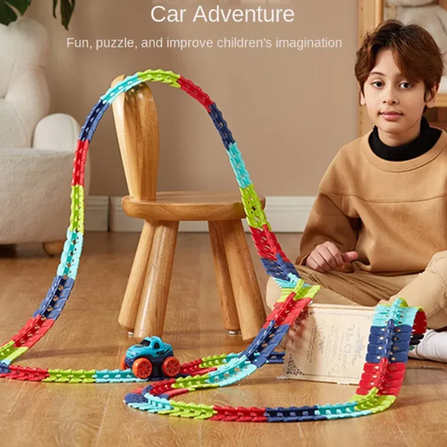 Rechargeable Anti-gravity Assembled Track Car LED Light-Up Race Car Flexible Changeable Magic Race Car Track Set Gift for Kids