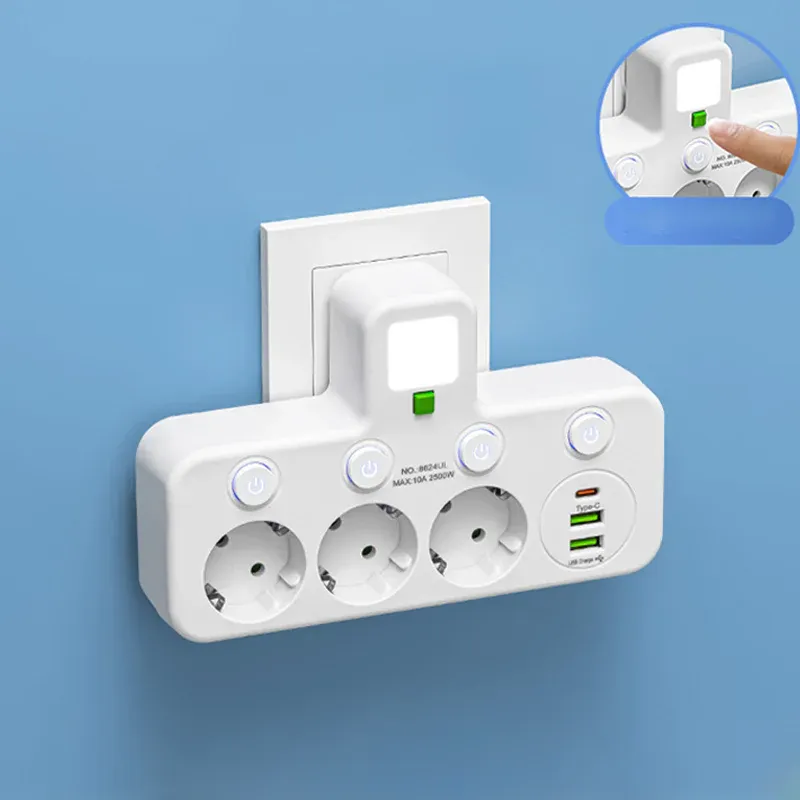 🔥 Multi-socket smart power strip with USB ports ⚡📱 With European plug 🔌