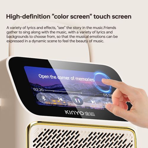 Kinglucky K800 Lyrics Karaoke Speaker Built-in 2 RGB Microphone Touch Screen RMS 20W Stereo Wireless Speaker for Singing Dance