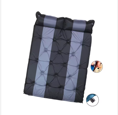 Double self-inflating camping mat with two built-in pillows,  waterproof outdoor sleeping mat.（192*132*0.5cm）