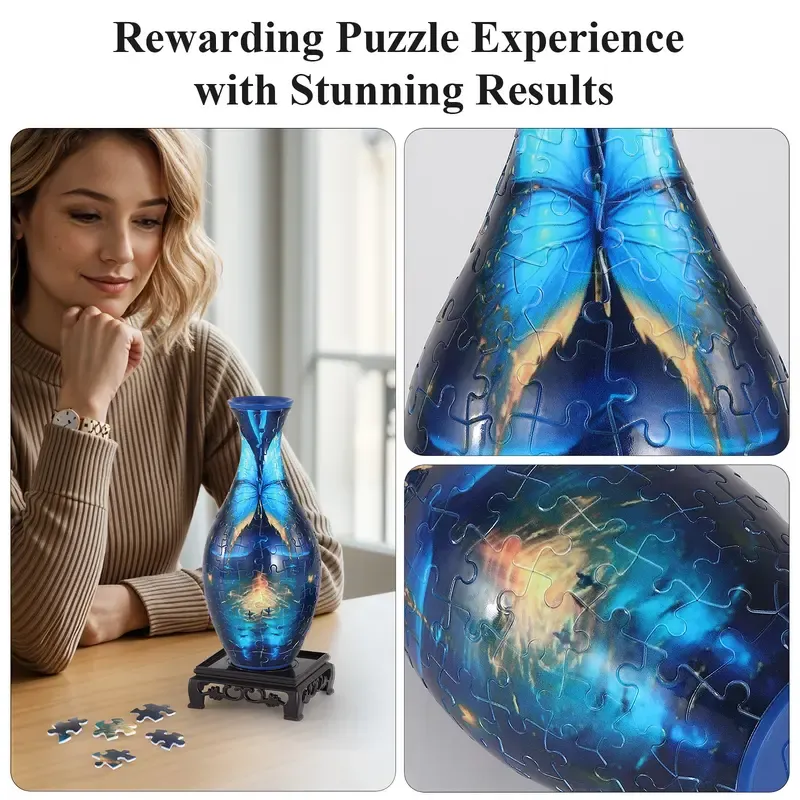 wowsome 3D Puzzle Vase for Adults, Jigsaw Puzzle Vase for Flower, Art Puzzles Gift for Women House Flowers Arrangements and Home Decoration, Mother s Day Gift