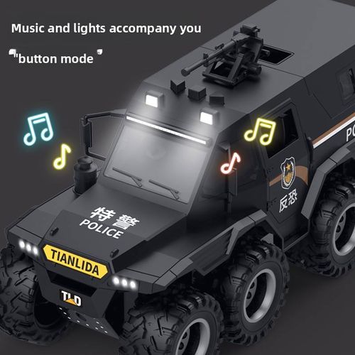 Kid's Inertial Sound and Light off Road Car Eight Wheeled Armored Special Police Vehicle Educational and Early Education Gift