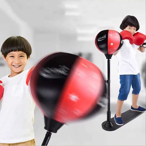 Kids Boxing Stand + Gloves and Pump (Height-Adjustable)