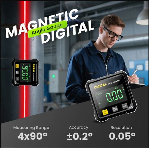 4-Side Magnetic Digital Angle Gauge with Laser