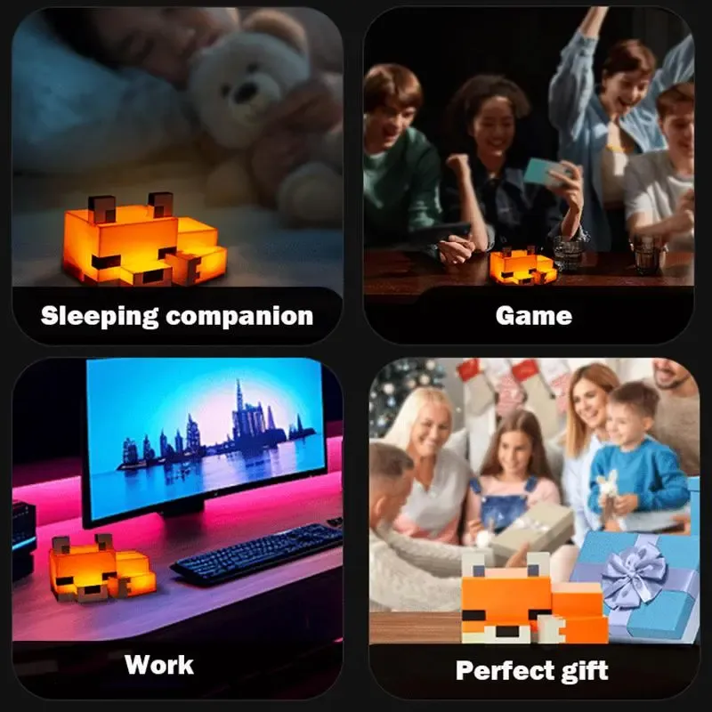 Cute Fox Design Decorative Night Light, Soft Orange Glow, Gaming Room Decor for Boys and Girls, Novelty Lighting for Playroom and Bedroom, Best Friend Gift Ideas