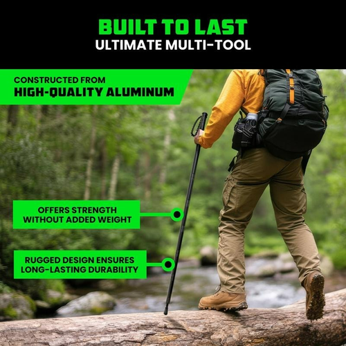 Tactical Hiking Stick w Integrated Survival Kit