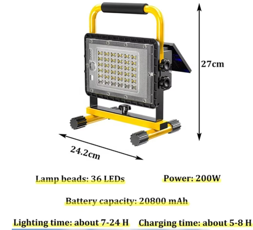 💗Ultra-bright LED portable solar floodlight, USB rechargeable, 4-lamp mode❤️