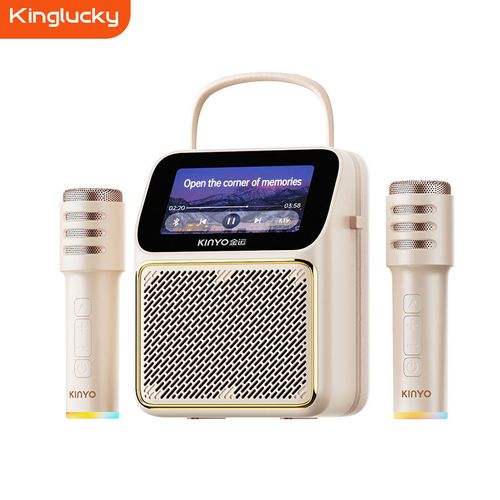 Kinglucky K800 Lyrics Karaoke Speaker Built-in 2 RGB Microphone Touch Screen RMS 20W Stereo Wireless Speaker for Singing Dance