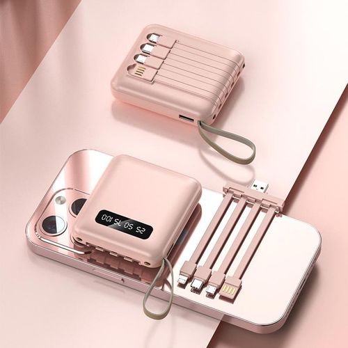 Fast Charging 20000mAh Mini Power Bank with Built-in Cables