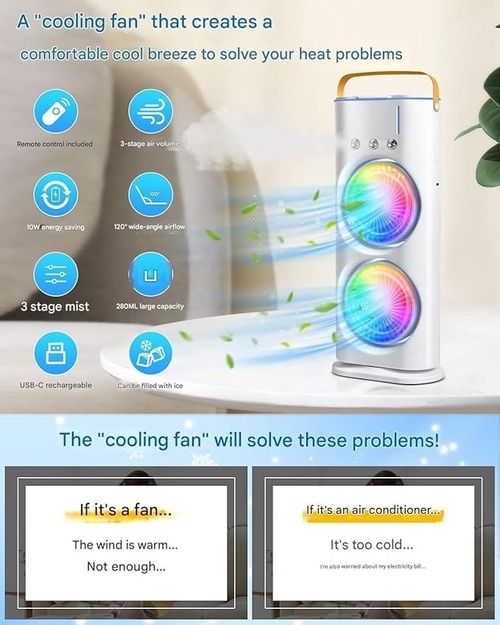Portable Fan Double Ended Spray Fan Desk Fan with Cooler USB