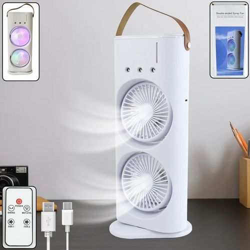 Portable Fan Double Ended Spray Fan Desk Fan with Cooler USB