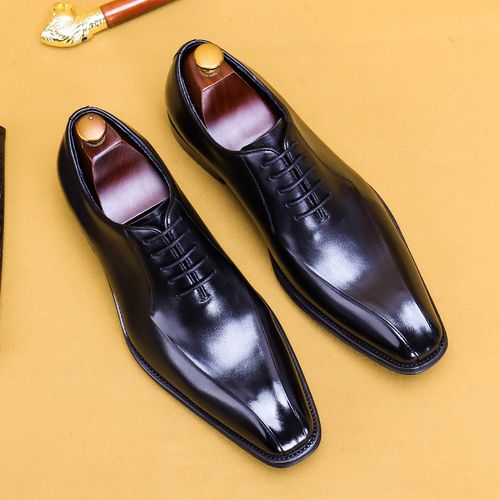 Handmade men's formal shoes pointed square toe oxford shoes  Code 42,43