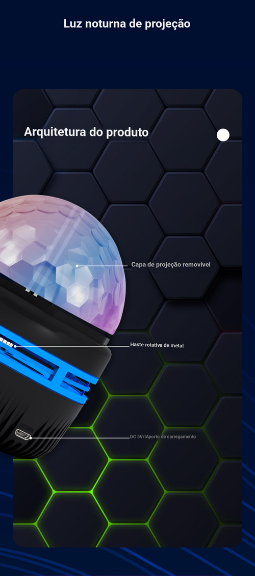 Lâmpada de projeção LED giratória com controlo remoto Iluminação ambiente Ambiente festivo