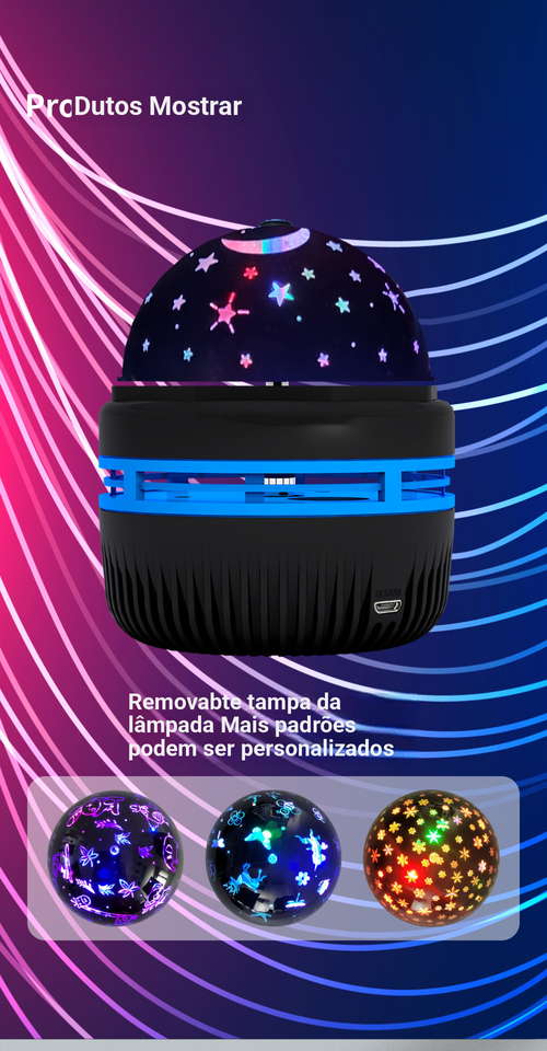 Lâmpada de projeção LED giratória com controlo remoto Iluminação ambiente Ambiente festivo