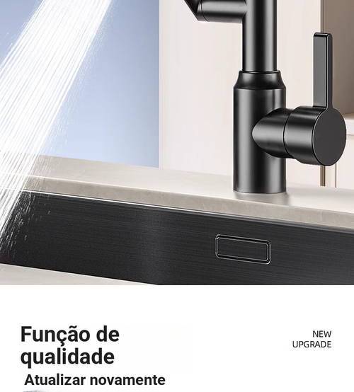 Torneira em aço inoxidável com lavatório para casa de banho, braço mecânico multifuncional, visor digital de água quente fria, articulação universal