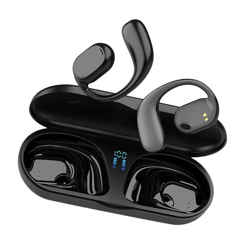 Auriculares sem fio Bluetooth com bateria de longa duração, exibição de chamadas, tecnologia de condução óssea, design esportivo e de suspensão