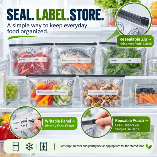 Reusable Food Storage Bags Kenya | Leakproof Zip Bags for Kitchen & Fridge