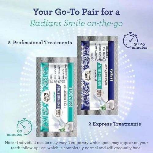 Coconut Oil Teeth Whitening Strips — Removes Yellowing & Stains — Mint-Flavored for a Dazzling, Bright Smile