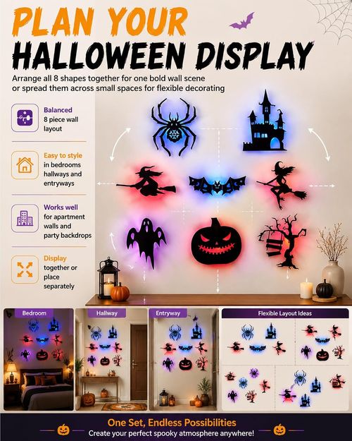 3D Halloween LED Wall Stickers | Spooky Shadow Night Light Decorations