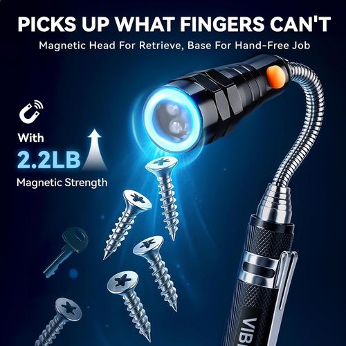 3-in-1 Telescopic Magnetic Pickup Tool with 3 LED Flashlight for Car Repair