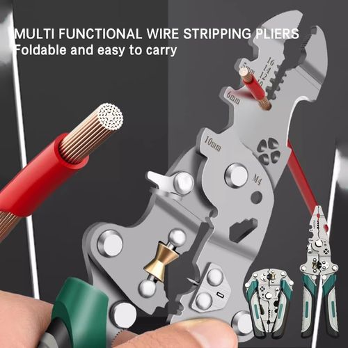 12-in-1 Foldable Wire Stripper & Crimper Pliers – Multi-Function Electrician Tool