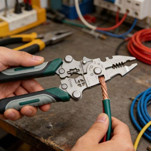 12-in-1 Foldable Wire Stripper & Crimper Pliers – Multi-Function Electrician Tool