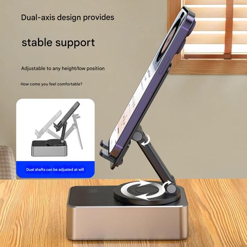 3-in-1 Portable Desktop Speaker: Bluetooth, Rotatable & Foldable Phone Stand, and Colorful LED Lights — A Multifunctional Audio Device