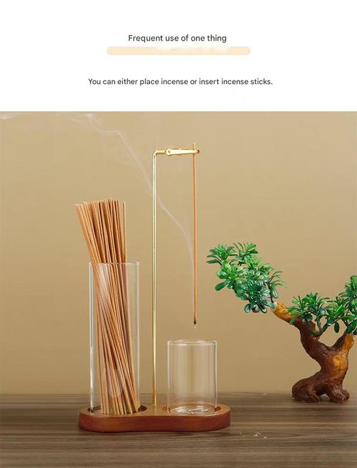 2-in-1 Incense & Candle Holder, 1 Count Wooden-Base Incense Burner with Removable Glass Ash Collector, Home Decor Ornament for Living Room & Bedroom, Scented Home Fragrance