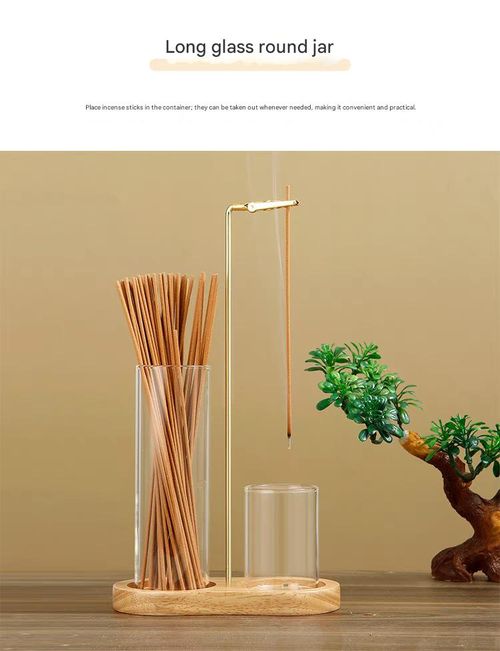 2-in-1 Incense & Candle Holder, 1 Count Wooden-Base Incense Burner with Removable Glass Ash Collector, Home Decor Ornament for Living Room & Bedroom, Scented Home Fragrance