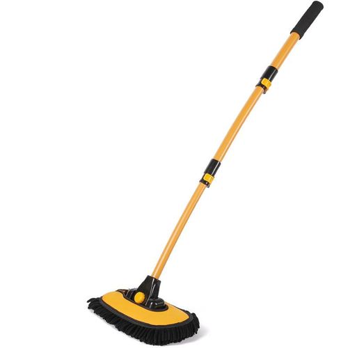 43-Inch Long-Handle Car Wash Mop — 15° Ergonomic Design, Microfiber Material, Scratch-Free, Retractable Aluminum Pole (Durable) — Suitable for Cars, Trucks, SUVs, and Home Cleaning