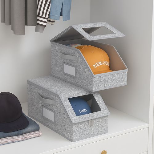 Multifunctional, Large-Capacity, Foldable Hat Storage Box — Baseball Cap Organizer with Lid (Dustproof)