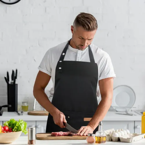 Black Waterproof Apron with Pocket