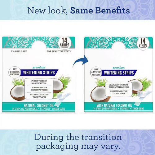 Coconut Oil Teeth Whitening Strips — Removes Yellowing & Stains — Mint-Flavored for a Dazzling, Bright Smile