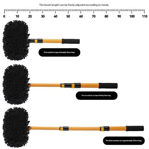 43-Inch Long-Handle Car Wash Mop — 15° Ergonomic Design, Microfiber Material, Scratch-Free, Retractable Aluminum Pole (Durable) — Suitable for Cars, Trucks, SUVs, and Home Cleaning