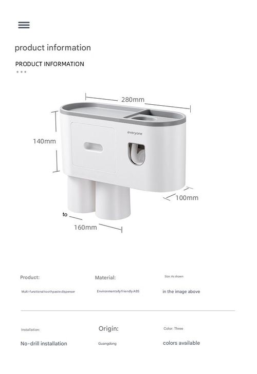 2-4 Cup Toothbrush Holders for Bathrooms - Wall Mounted with Toothpaste Dispenser - CosmeticDrawe, Large Capacity Tray & Bathroom Accessories Bottles Home Goods Organizer Organizing