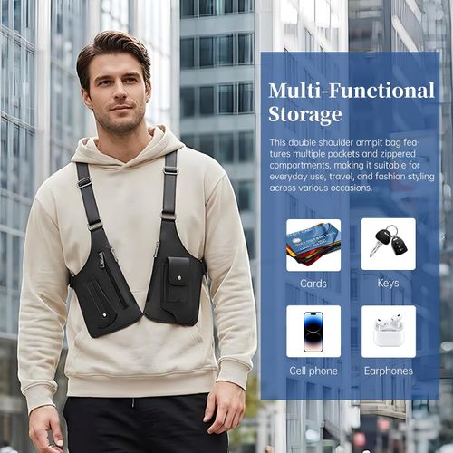 Men's Double Pocket Chest Bag | Multi-Compartment Crossbody Sling Bag
