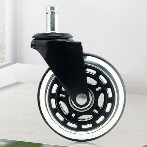 3-Inch PU Caster Wheel — Transparent, Wear-Resistant, Silent Swivel Caster with Stem Mount for Furniture, Office Chairs, Computer Chairs, and Luggage