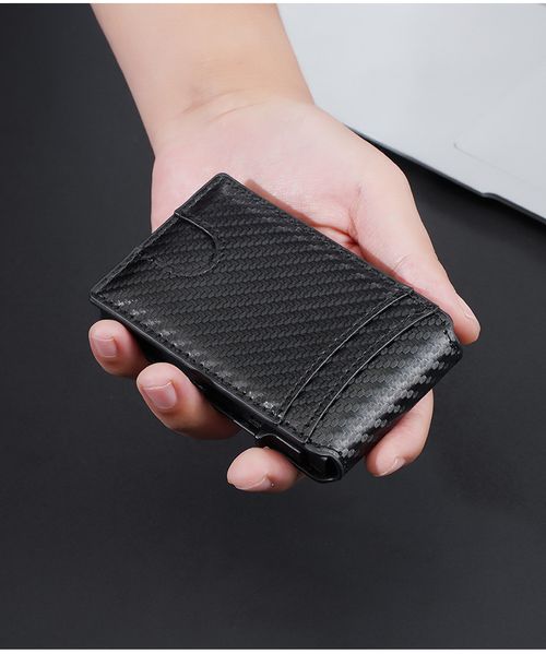 🖤 ​​Men's Carbon Fiber Card Holder | Slim Business Multi-Card Slot Magnetic Clasp Wallet
