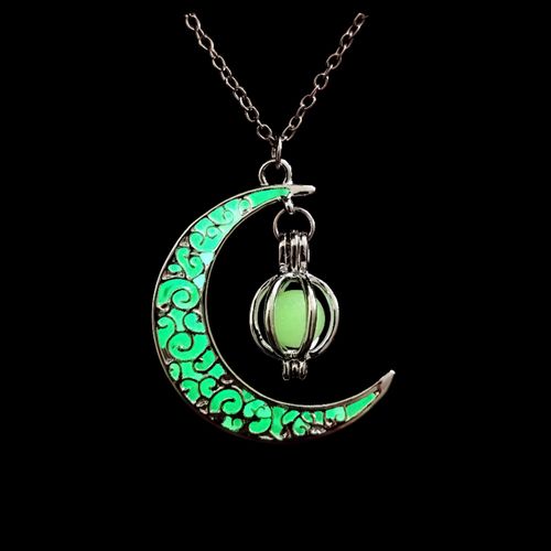 Women's Glow in The Dark Moon Pendant Necklace, Adjustable Necklace, Necklace for Daughter, Fashion Accessories As Gift without Box, Fashionable Jewelry Accessories