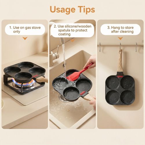 4-Hole Non-Stick Egg Frying Pan | Quick & Easy Breakfast for the Whole Family!