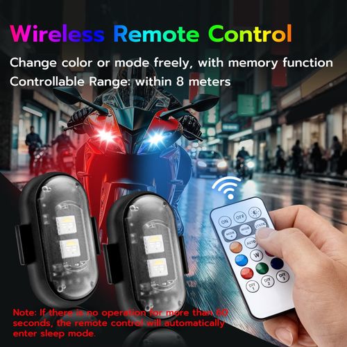 Wireless Motorcycle Warning Light | RGB Remote Control Night Safety Light