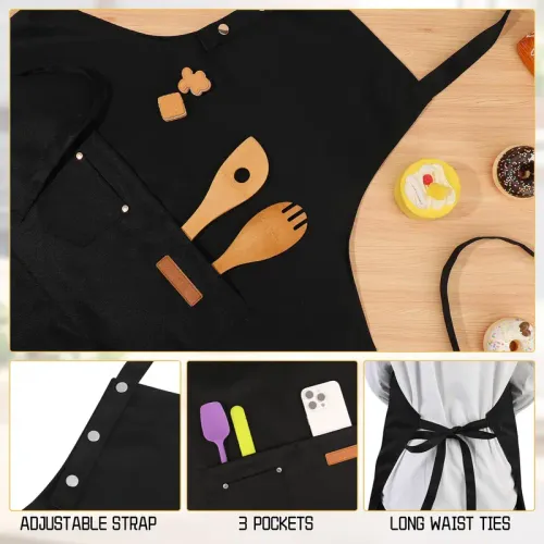 Black Waterproof Apron with Pocket
