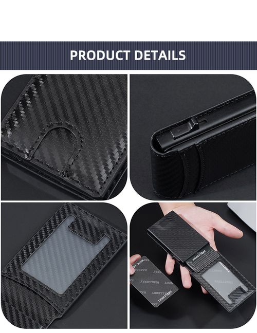 🖤 ​​Men's Carbon Fiber Card Holder | Slim Business Multi-Card Slot Magnetic Clasp Wallet
