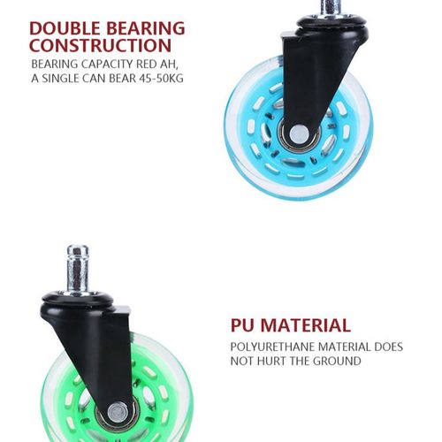3-Inch PU Caster Wheel — Transparent, Wear-Resistant, Silent Swivel Caster with Stem Mount for Furniture, Office Chairs, Computer Chairs, and Luggage