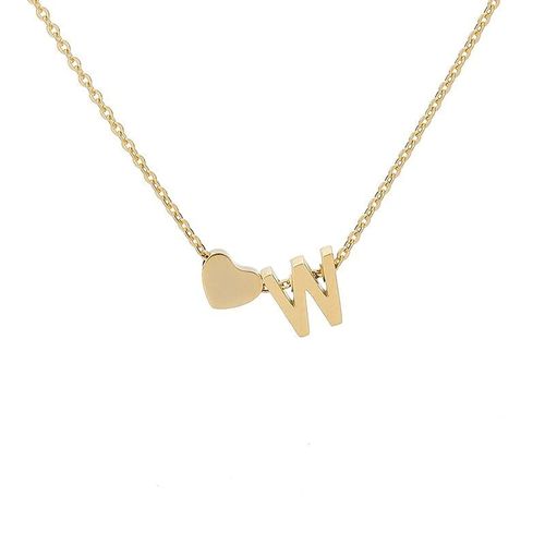 Women's Mini Initial Necklace — Gold-Tone Heart & Letter (A–Z) Necklace — Delicate Heart Name Necklace — Personalized Initial Pendant — Birthday Gift — Anniversary Gift — Women's Jewelry — Valentine's Day Gift for Girls — Spring Selection