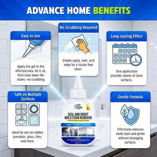 Mold Stain Remover Gel – Deep Cleaning Bathroom Mildew Cleaner for Washing Machine Seal