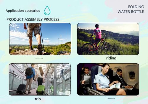 Portable Silicone Water Bottle, Foldable Leak Proof Sports Drinkware with Handle, Washable Reusable Mug, Lightweight Cup for Outdoor Camping Hiking, Insulated Sports Bottle