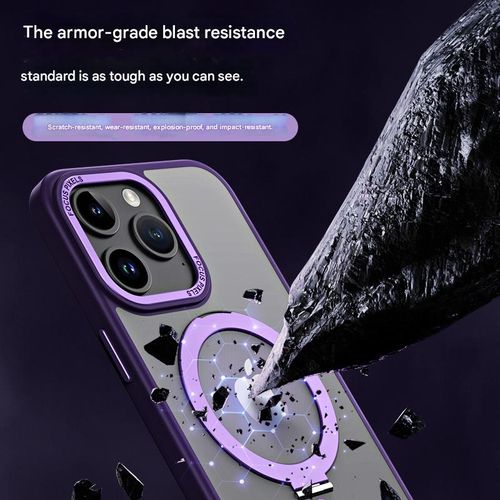 Magnetic Phone Case for iPhone 17 Pro Max — Transparent Protective Cover featuring an Invisible Kickstand, 180° Rotatable Ring Stand, and Airbag Protection