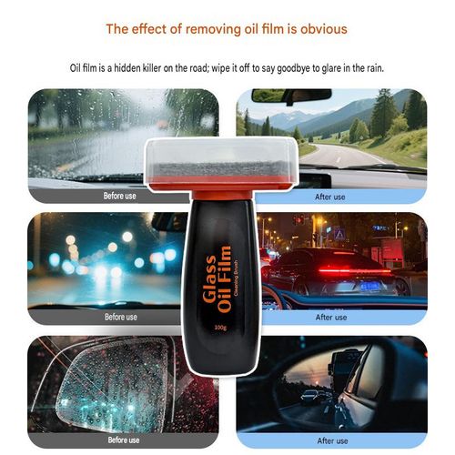 🚗 Car glass oil removal film cleaning tool｜Quickly remove stains and make the glass clearer